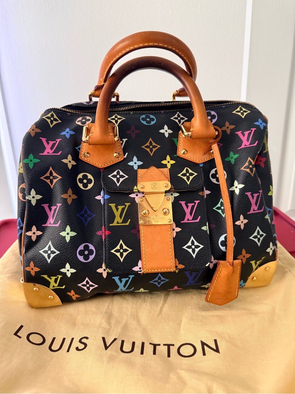 Louis Vuitton Speedy Handbag Monogram Multicolor Takashi Murakami